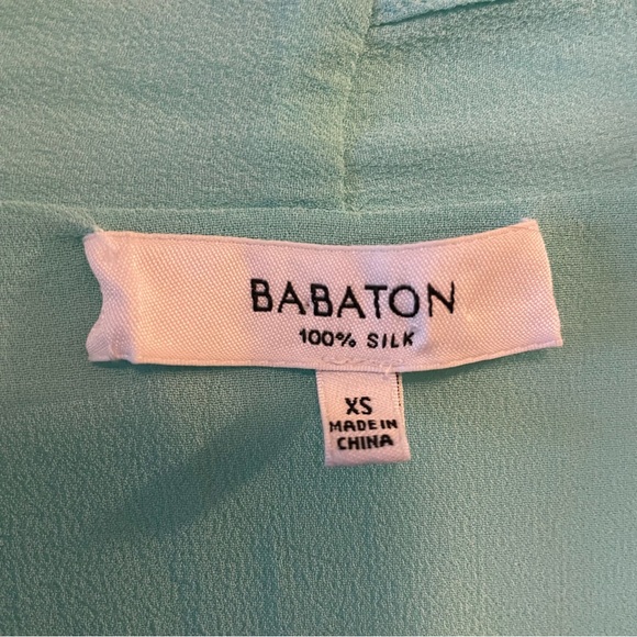Aritzia Babaton XS Silk Blouse in Turquoise - Picture 4 of 6